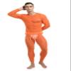 Wayonge Mens Bodysuit with Sheer Mesh for Fitness and Workout Transparent Mens Shapewear Bodysuits Body Suit (Orange,L) view 3