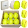 HANKLENSS 6/12 Pack Sports Practice Softballs - 12-Inch Official Size and Weight Slowpitch Softball, Unmarked & Leather Covered Training Ball for Games, Practice and Training, Yellow (6)
