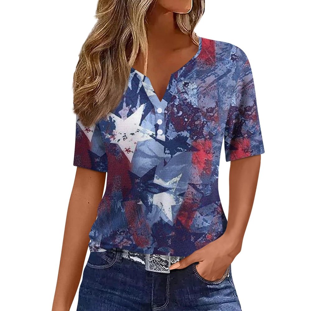 AAZJSS Summer Tops for Women 2024 July 4Th Outfit Women Patriotic Tops for Women Womens Red White and Blue Shirts Red and White Outfits for Women Patriotic Shirts American Flag Shirts for Women