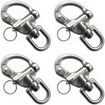 Baieasy 4 Pack Swivel Eye Snap Shackle, Marine Sailboat Shackles Quick Release 316 Stainless Steel for Sailing Rigging SCBA Mask Halyard Panic Snap Spinnaker Clip
