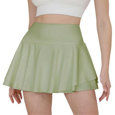 SHAREYOIU Women's Sports Skirts Classic A-Line Pleated Mini Skater Skirt Cycling Baseball Yoga Tennis Skirt (US, Alpha, Large, Regular, Regular, Green)