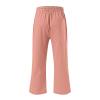 Capri Pants for Women Casual Summer 2025 Drawstring Capris Linen Pants Pockets Beach Straight Wide Leg Cropped Trousers view 3