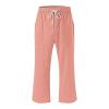 Capri Pants for Women Casual Summer 2025 Drawstring Capris Linen Pants Pockets Beach Straight Wide Leg Cropped Trousers view 4