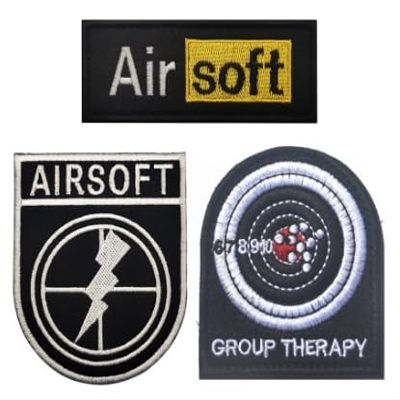 Airsoft Group Therapy Embroidery Patch Armband Badge Military Decorative Sewing Applique Embellishment Tactical Patches (3p)
