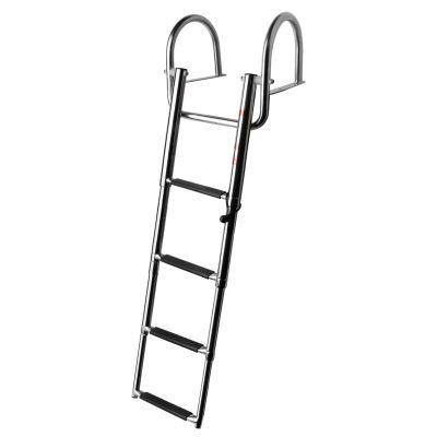 Heavy Duty Pontoon Boat Ladder Telescoping Pool Ladder with Handrails, Folding Boat Ladder for Swim Platform Dock Yachts Speedboats, Stainless Steel