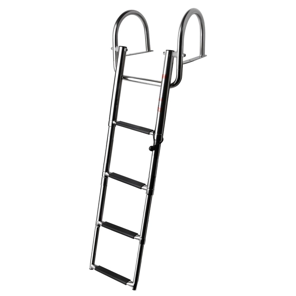 Heavy Duty Pontoon Boat Ladder Telescoping Pool Ladder with Handrails, Folding Boat Ladder for Swim Platform Dock Yachts Speedboats, Stainless Steel