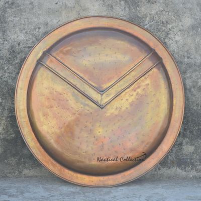 NAUTICAL COLLECTION | 300'' Spartan 24'' Inch Round Prop Replica Shield Costumes Rustic Vintage Home Decor Gifts Brass Antiqued