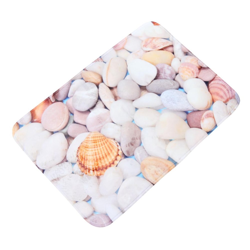 Ciieeo Coastal Rug Beach Mat Non-Slip Bath Door Mat Kitchen Rug Thick for Home Decor Stones Shells