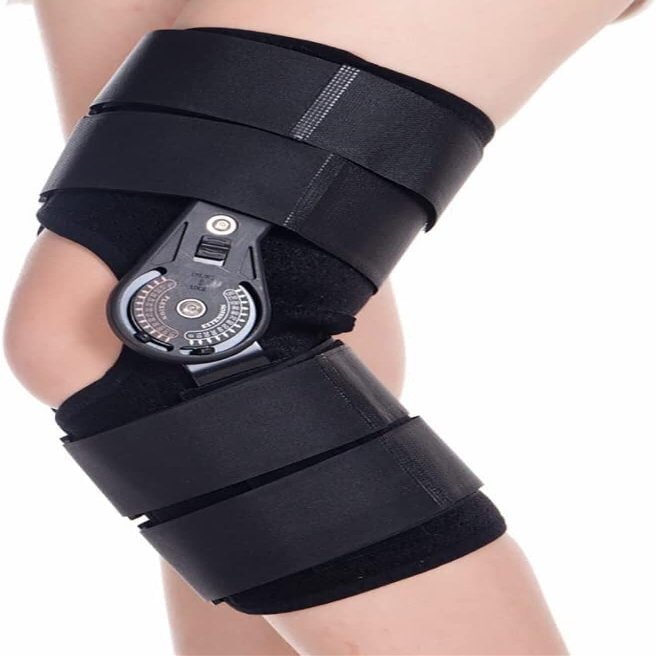 Hinged Knee Pad Hinged Knee Brace Support For Protection Medical Hinged Knee Orthosis With 0-120 Adjustable Angle Four Straps Non-slip Straps For Knee Ligament Relaxation, Meniscus Injury (Size : S