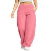 G4Free Women Casual Pants V Cross Waist Lounge Pants Wide Leg Yoga Dress Pants for Workout Travel Vacation(Pink,XS,Regular) view 1