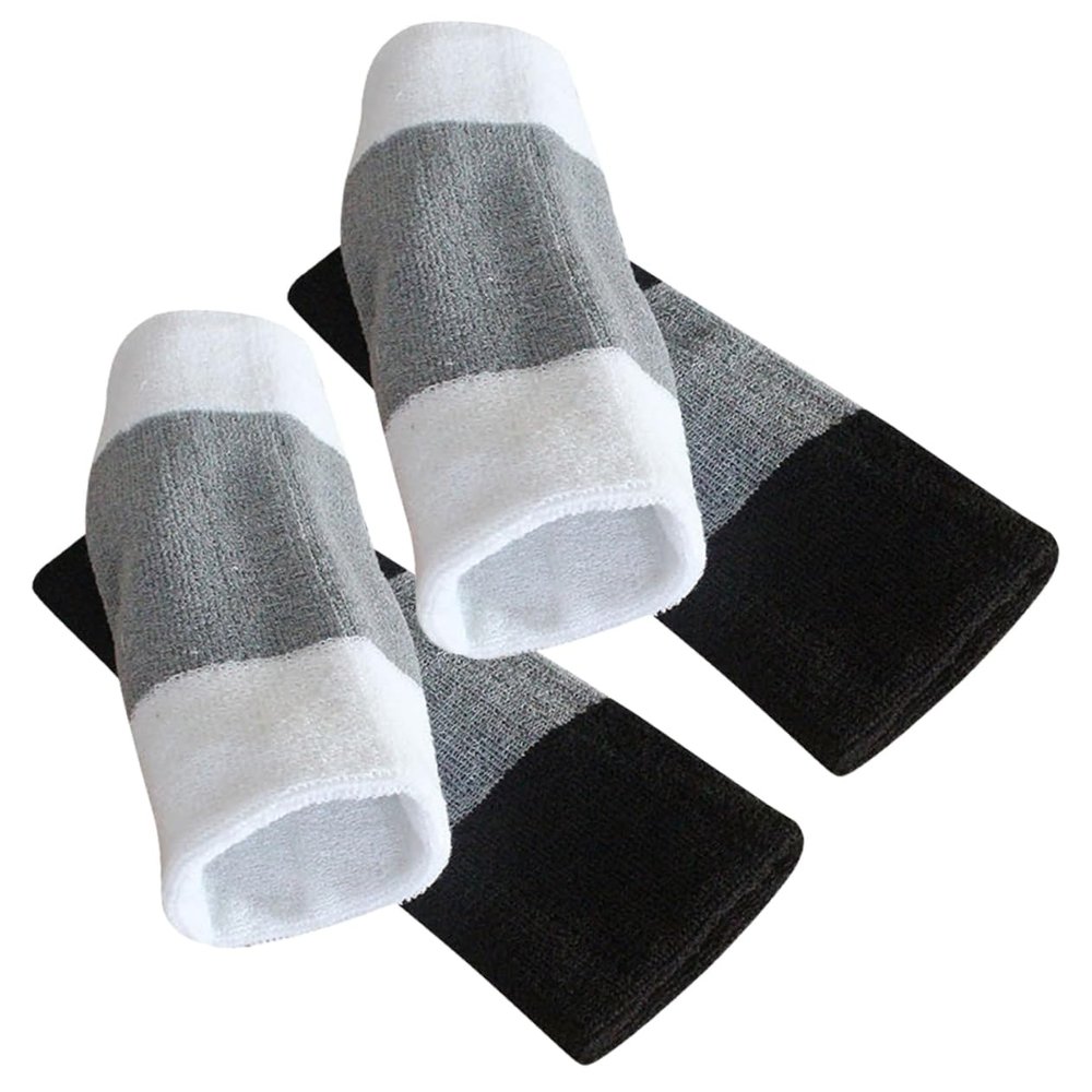 FRCOLOR 2pairs Winter Knee Warmers Elastic Knee Brace for Joint Support Thicken Thermal Protection Black Gray White Gray for Cold Weather Activities