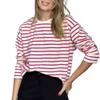 Lymzpwg Women's Long-Sleeved Striped T-Shirt Casual Round Neck Pure Cotton Striped T-Shirt (Color : Rose red, Size : Small) view 1