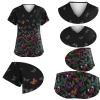2025 Scrubs for Women Summer Print Short Sleeve V Neck Scrubs Stretchy Nursing Uniform Tops view 3
