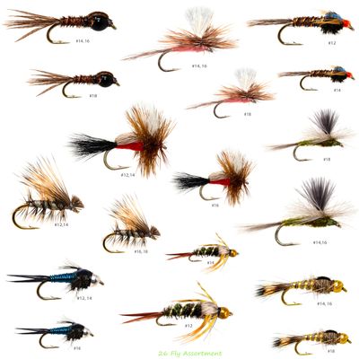 26 Go-to Fly Fishing Flies Kit Fly Assortment Trout Bass Fishing | Dry Flies, Wet Flies, Nymphs Flies, Caddis | Trout Fishing Lure Set