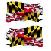 Maryland Tattered Distressed Wavy Flag Vinyl Decal 2 Stickers Forward and Reverse Flags Auto Truck SUV Water Bottle Laptop Phone Size 3x5 Inches view 1