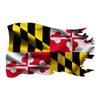 Maryland Tattered Distressed Wavy Flag Vinyl Decal 2 Stickers Forward and Reverse Flags Auto Truck SUV Water Bottle Laptop Phone Size 3x5 Inches view 2