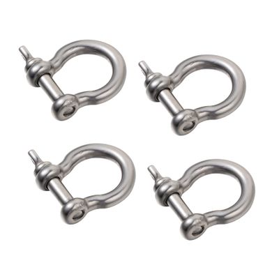 Mobestech 4pcs Stainless Steel D-Shaped Shackles for Lifting Horseshoe Shape Metal Shackles for Rigging and Recovery Applications