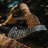 ISUZA Custom Gift Forged Carbon Steel Viking Axe with Rose Wood Shaft, Viking Bearded Camping Axe, siler, ISU98ZA view 3