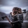 ISUZA Custom Gift Forged Carbon Steel Viking Axe with Rose Wood Shaft, Viking Bearded Camping Axe, siler, ISU98ZA view 4