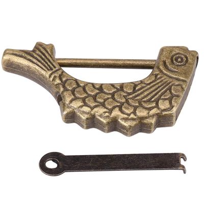Bronze Fish Shaped Padlock, Antique, Metal Material, Classic Design, Ideal for Drawers, Jewelry Boxes and Suitcases, Collectible Object, Nice Gift