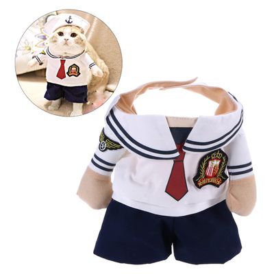 BESPORTBLE Pet Dog Christmas Costume Navy Sailor Suit for Small Dogs Outfit with Sailor Hat for Holidays Parties and Celebrations