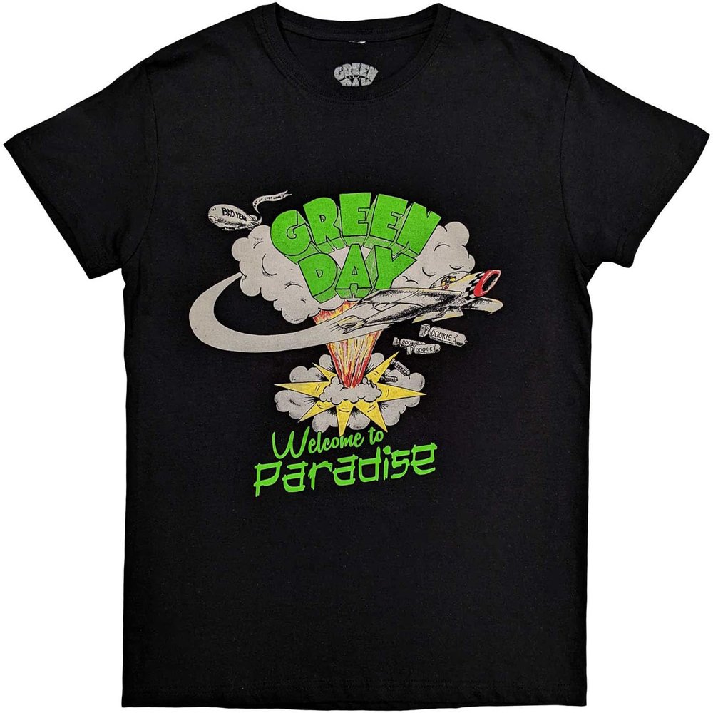 Authentic Green Day T-Shirts - Welcome to Paradise Unisex T-Shirt by Rock Off - Featuring Iconic Designs for True Fans - Black Color (Medium)