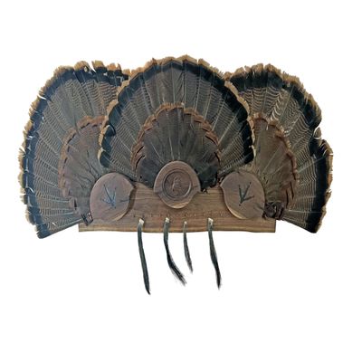 Multi-Fan Walnut or Cherry Turkey Tail Fan Display Kit for Spurs, Beards, Standard and Live Edge Options (Live Edge Walnut)