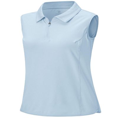 BGOWATU Women's Sleeveless Golf Polo Shirts 1/4 Zip Tennis Tank Tops with Collar UV Protection Dry Fit Gray Blue S
