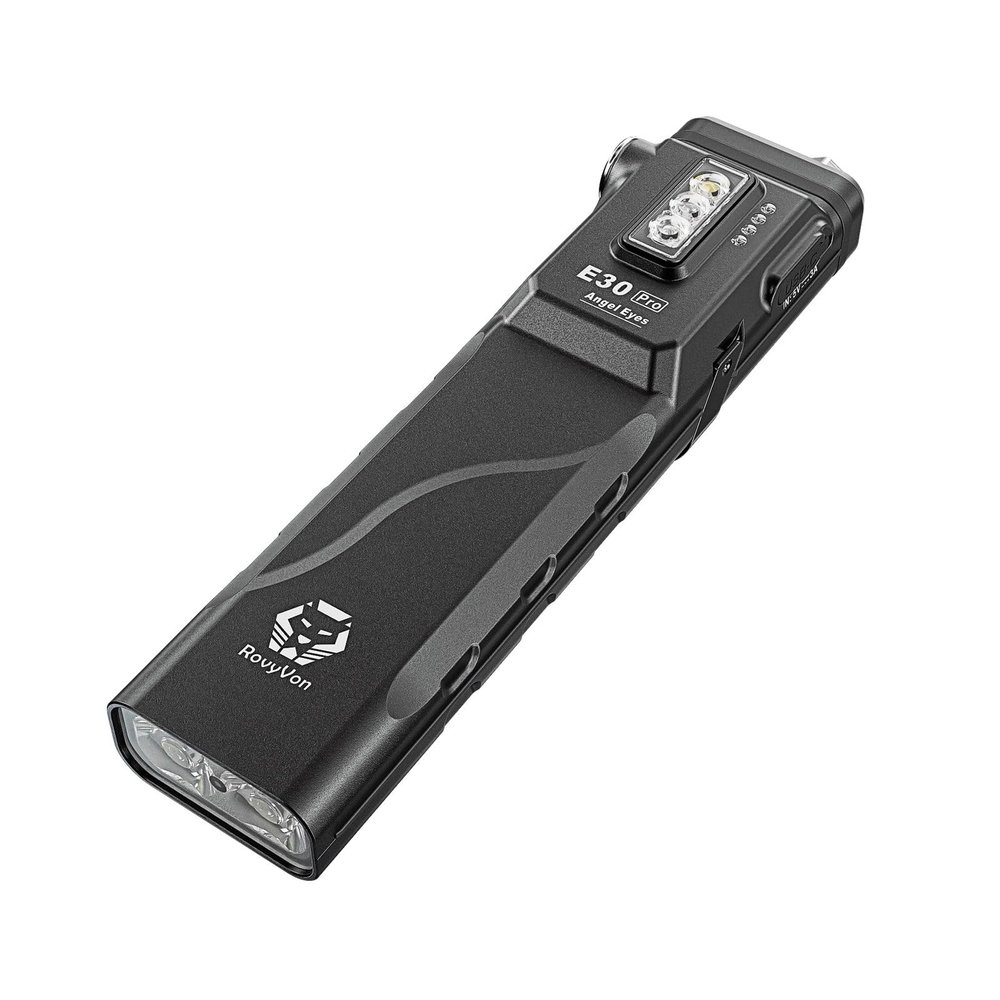 RovyVon Angel Eyes E30 Pro Rechargeable Flat EDC Flashlight - 3500 Lumens with Blacklight Red White Side Lights, Proximity Sensor, IPX8 Waterproof Pocket Light