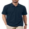 Corna Navy Golf Shirts for Men, Lightweight Mens Polo Shirts Short Sleeve, Cotton Blend Polo Shirts for Men with Pocket, Performance Casual Stylish Solid Collared Mens Polo Shirts Dry Fit (Navy, 6XL) view 1