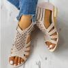 Dressy Sandals Women Summer Fashion,Lady Sparking Sandals For Women Casuals Walking Slip On Shoes Dressy Summer Sandals for Women 2024 Open Toe Back Zipper Dress Shoes Low Wedge Sandals For Women view 2