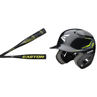 Easton Moxie T-Ball Bat, Helmet and Accessories Bundle - 24" Bat, T-Ball Helmet, Black
