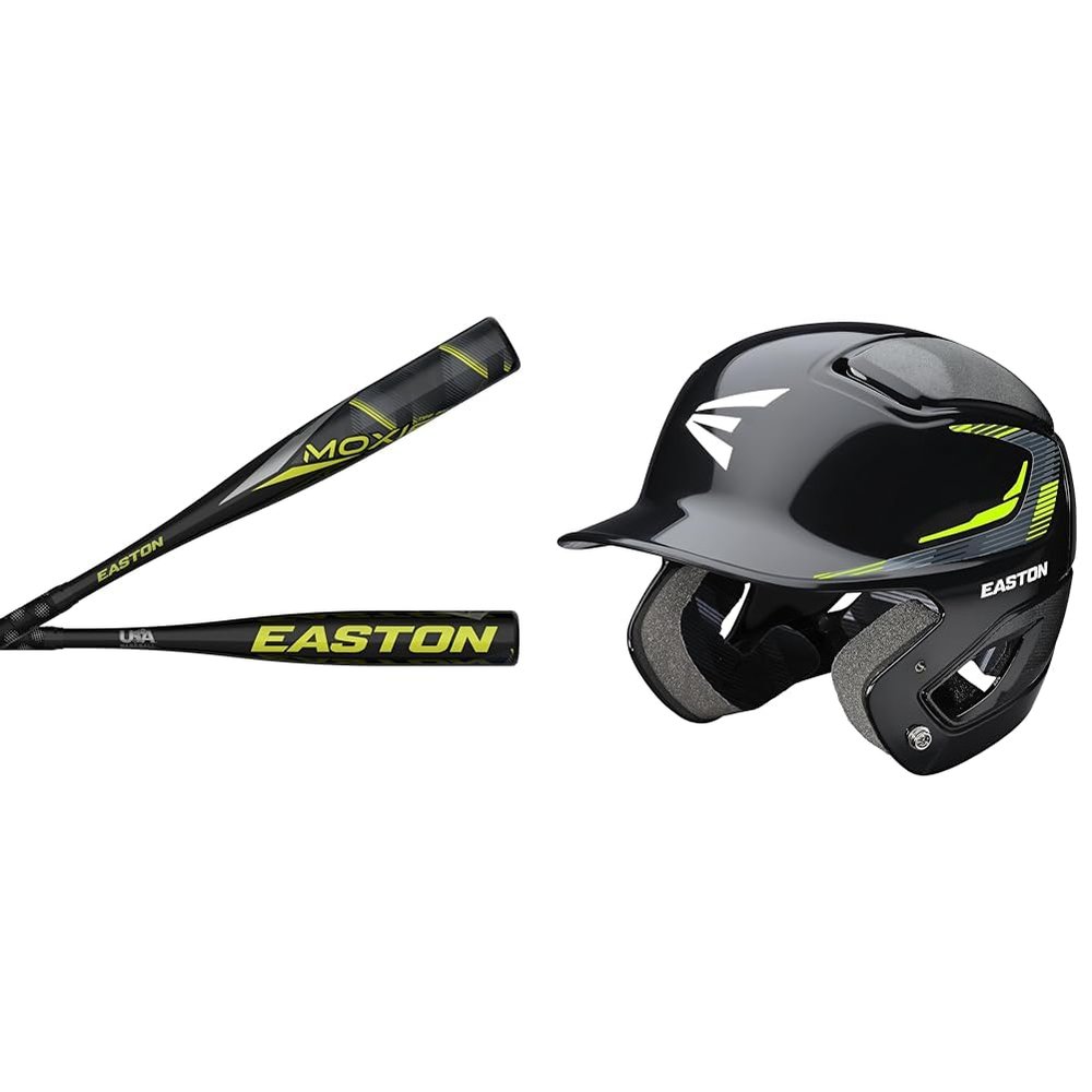 Easton Moxie T-Ball Bat, Helmet and Accessories Bundle - 24" Bat, T-Ball Helmet, Black