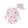 Beautooly Summer Baby Swimsuit Girl Floral Swimwear Ruffle Zipper Long Sleeve Toddler Bathing Suits (A-Pink, 12-18 Months) view 1