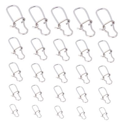 SUPVOX Fishing Lure Pins Connector 50pcs Stainless Steel Safety Pin for Fishing Sturdy and Easy to Operate Quick Lock Design Silver Finish Multi-Size Set