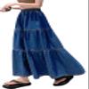 chouyatou Women's Spring High Elastic Waist Tiered Denim Skirt Summer A-Line Maxi Long Jean Skirt (Small, Blue) view 1