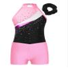 Miaeowve Kids Girls Gymnastics Dance Outfit Sparkly Sleeveless Leotard with Shorts Biketard Dancewear Activewear Pink E 10 Years view 3