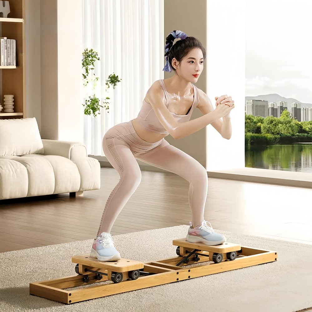 Leg Exercise Equipment - Solid Wood Leg Trainer Ski Training Machine for Women, Pelvic Floor Muscle Inner Thigh Exerciser, Home Workouts Cardio Trainer Hip Training Machine (Regular)