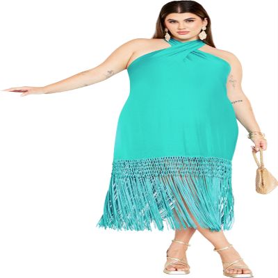 City Chic Women's Plus Size Calypso Fringe Dress