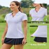 PINSPARK Polo Shirts for Women Short Sleeve Quick Dry Golf Polo Lightweight Tennis Workout Top V Neck Summer T Shirts Golf Attire,White Small view 4