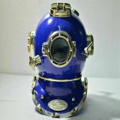 NineFit Basics SS-Nautical Mart Brass Antique us Navy Mark v Solid Steel Brass Diving Diving Helmet with Wooden Base Item., Full size, Same As PIcture, SS-095