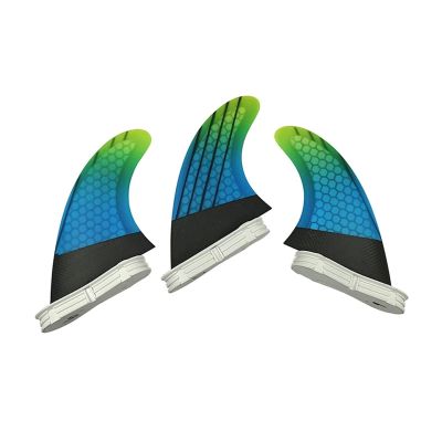 DNRJEWTA Surfboard Fins 2 Surfboard Fin New Double Tabs 2 M/L Size Blue Gradient Color Tri-Set Honeycomb Carbon Double Tabs 2 Fin Surf Fin Surfing Accessories (Color : Medium)