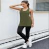 Bestisun Racerback Workout Tops for Women Long Sports Gym Tanks Running Exercise Shirts Army Green S view 3