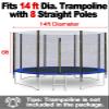 14ft Trampoline Replacement Enclosure Safety Net for 8 Straight Poles Round Frames - Nylon Barrier With Double Zipper and Protection Buckles, Black view 2