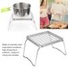 Camp Grill with Foldable Legs, Stainless Steel Camping Mini Folding Grill Rack Portable Grill Grid with Storage Bag for Picnics BBQ view 3