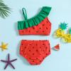 NineFit Basics Baby Girls Swimsuit Summer Toddler Girls Ruffles Cartoon Watermelon Prints Beach Swimsuit Bikini 1 (Red-1, 2-3 Years) view 2