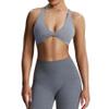 Aoxjox Women's Workout Sports Bras Fitness Metamorph Sienna Twist Bra Yoga Crop Tank (Grey, X-Large) view 1