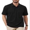 Corna Black Polo Shirts for Men, Cotton Blend Men's Polo Shirts Short Sleeve, Casual Stylish Solid Mens Polo Shirts with Pocket, Lightweight Performance Mens Golf Polo Shirts Dry Fit (Black, 2XL) view 1
