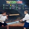 2 in 1 Dueling Lightsaber, Double Light Sabers for Adults Christmas Birthday Gifts, Metal Hilt Force Fx Rechargeable 2Packs Lightsabers with 12 Colors Light Saber for Kids Toys Halloween Cosplay Party view 3