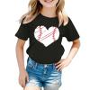 AIMAOMI Toddler Baby Girl Outfits Clothes Baseball Sister Print Short Sleeve T-Shirt Tops Baseball (Black, 4-6 Years)